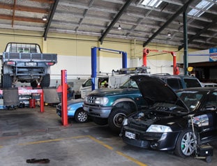 Cars in Hamilton mechanics waiting to be serviced