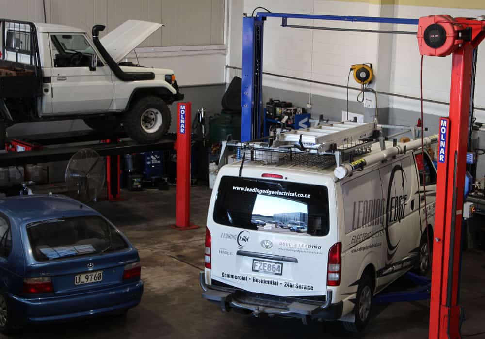 A white van parked in a Hamilton mechanics for auto repairs